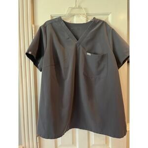 Figs Catarina Technical Collection Scrub Top Women 3XL Gray Medical Pocket Nurse